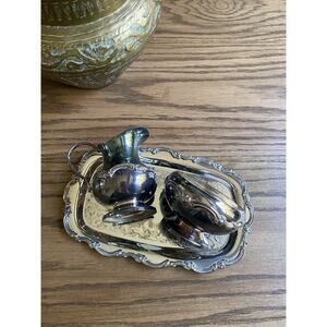 Vintage Sheffield Silverplate Cream And Sugar Set With Tray Vintage Silver